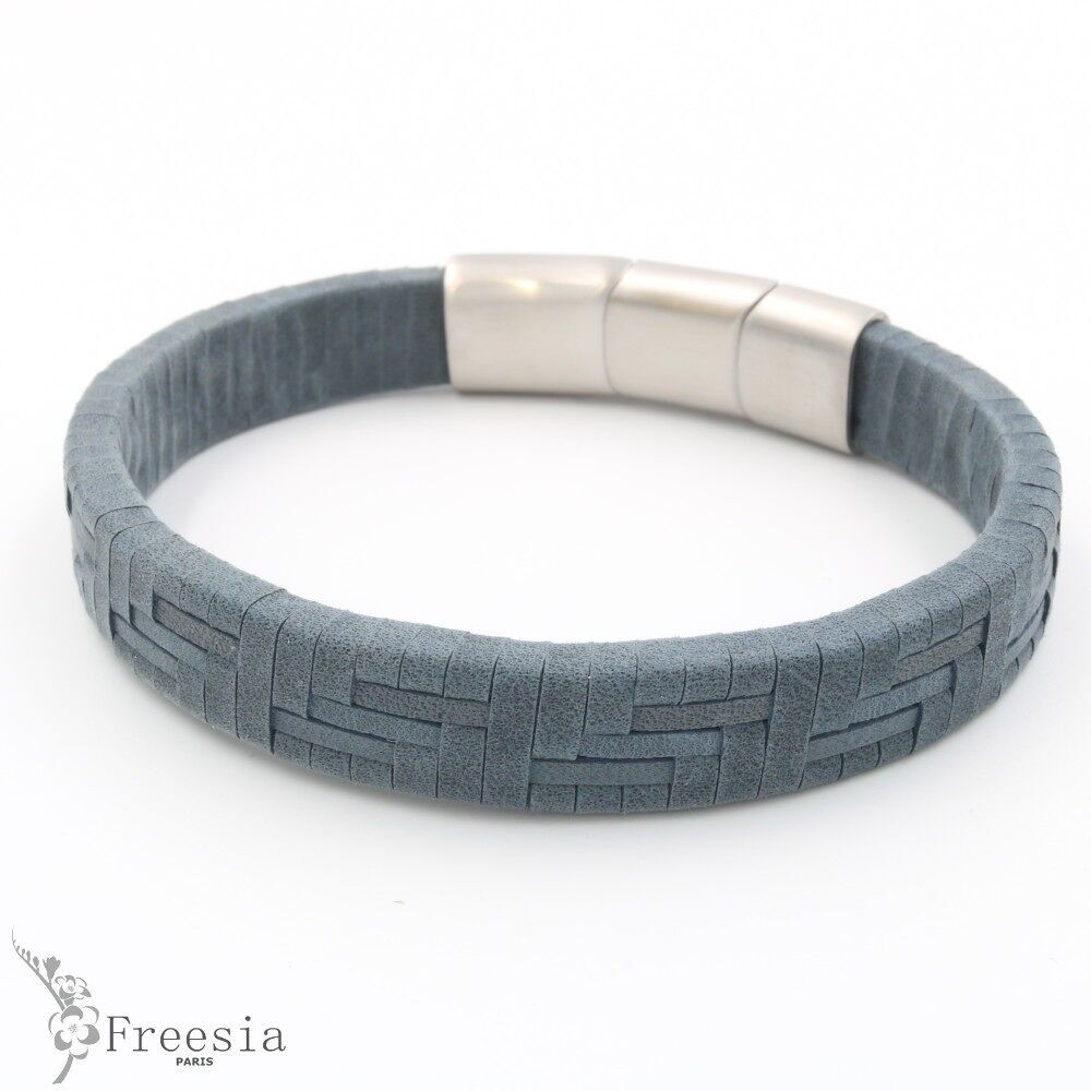 Pulsera hombre cuero y acero - 10670