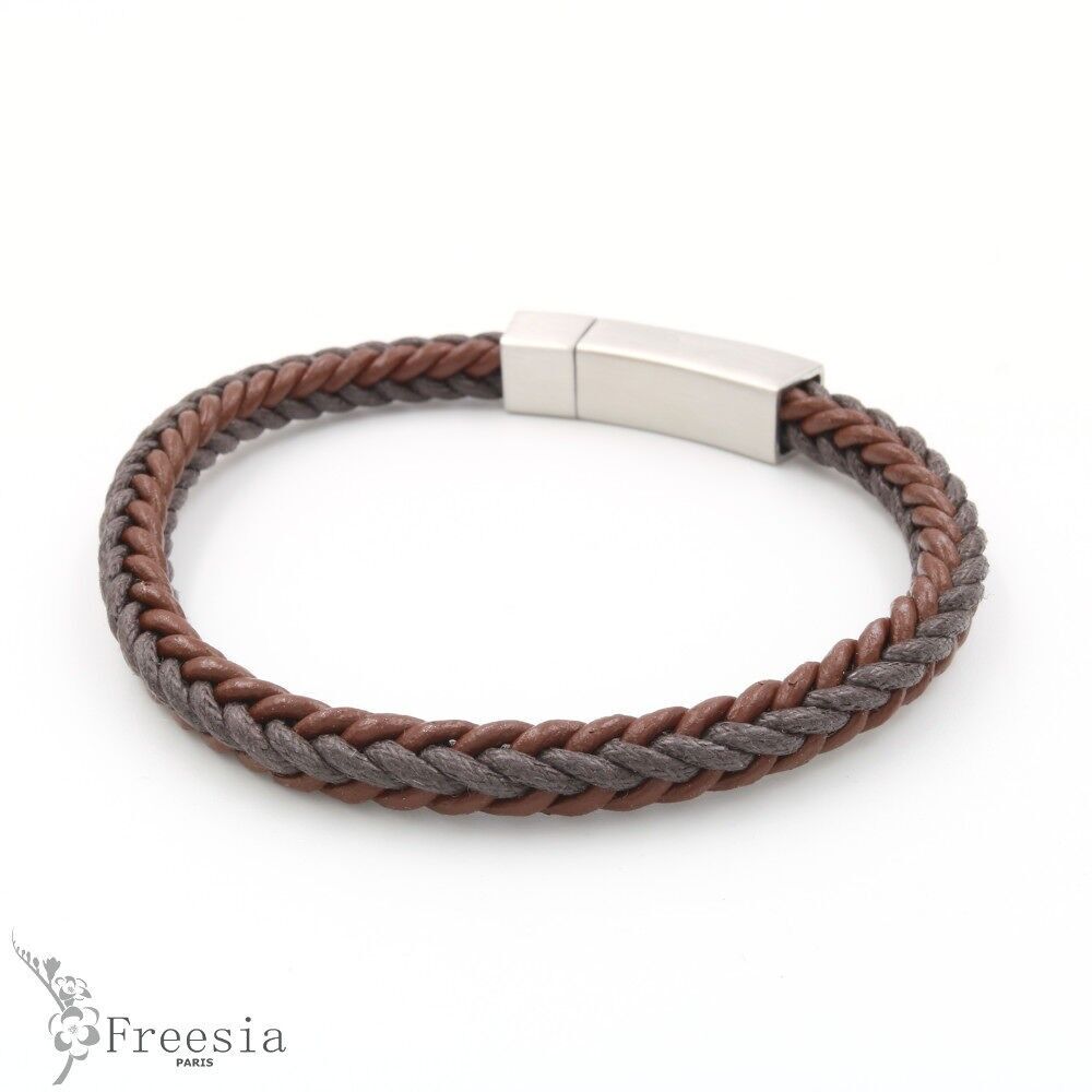 Pulsera hombre cuero y acero - 10675