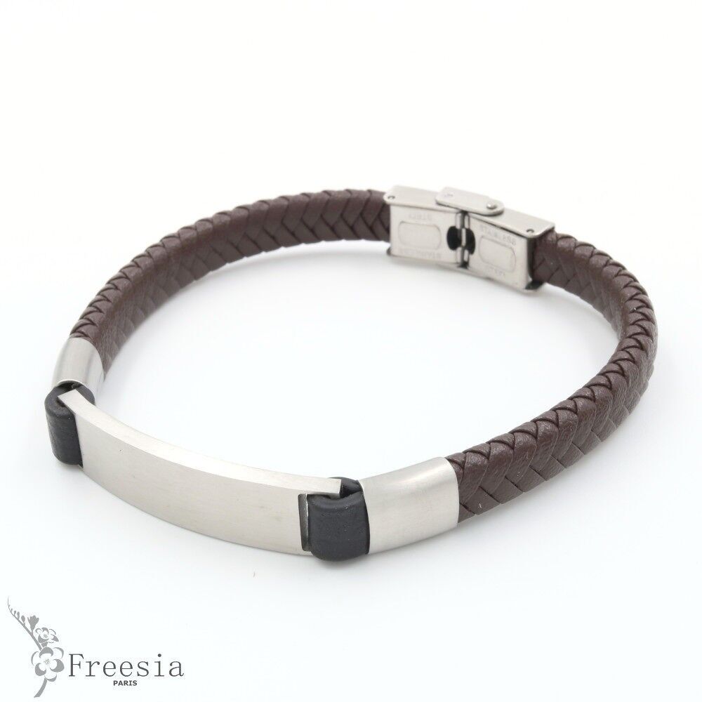 Pulsera hombre cuero y acero - 10673
