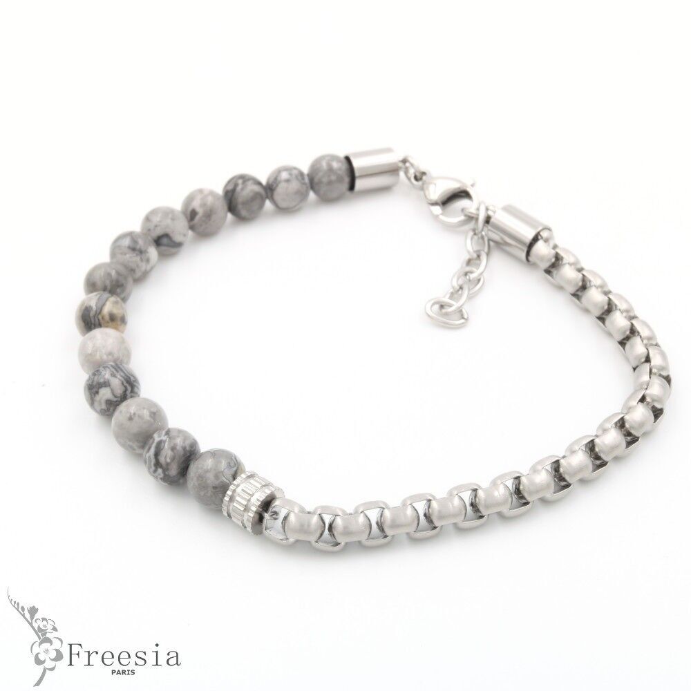 Pulsera hombre pierre naturelle et acier - 10677