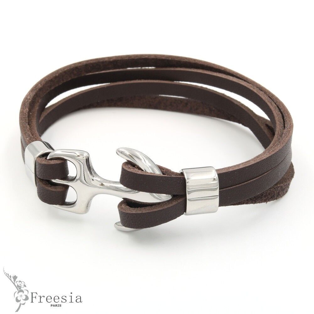 Pulsera hombre cuero y acero - 10691