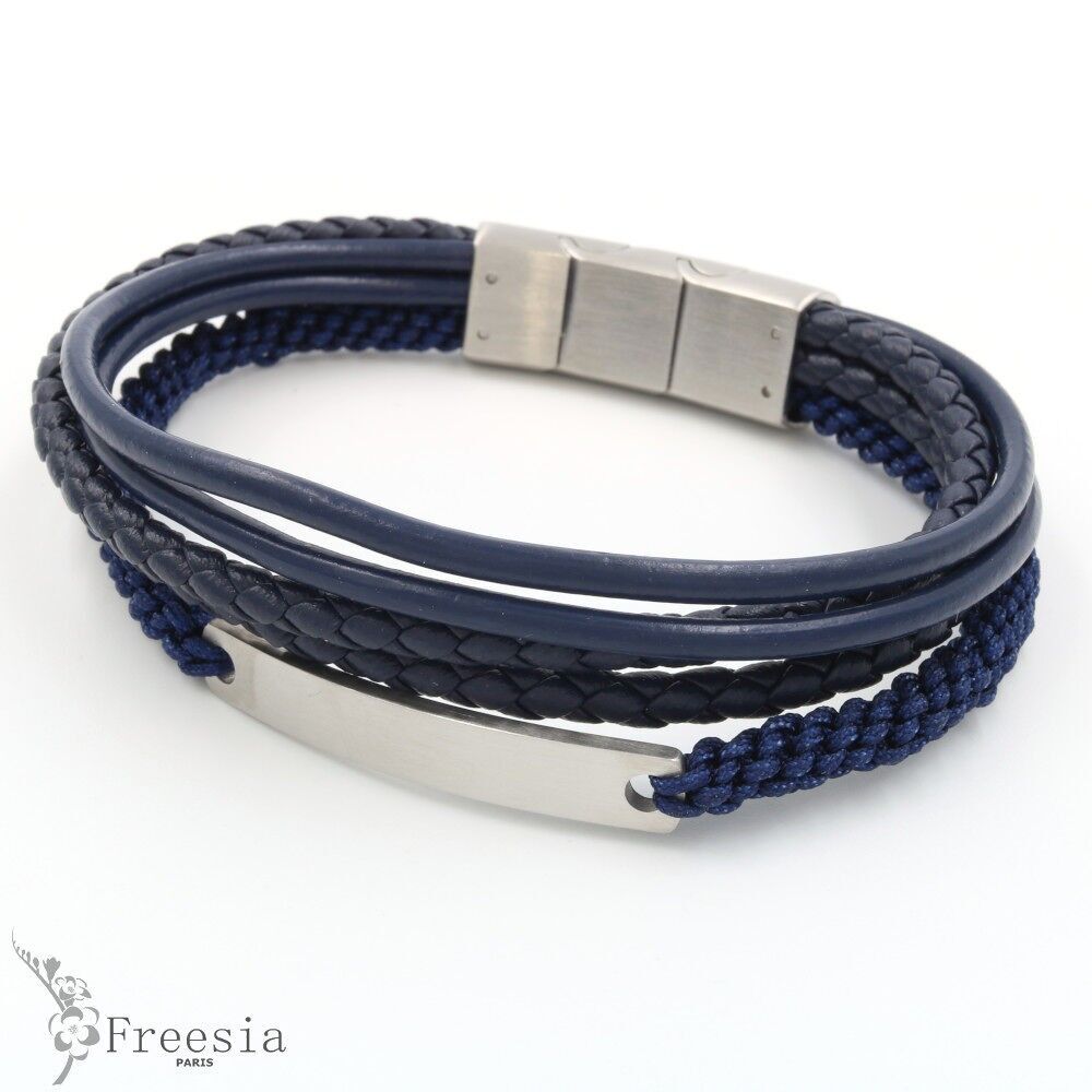 Pulsera hombre cuero y acero - 10693