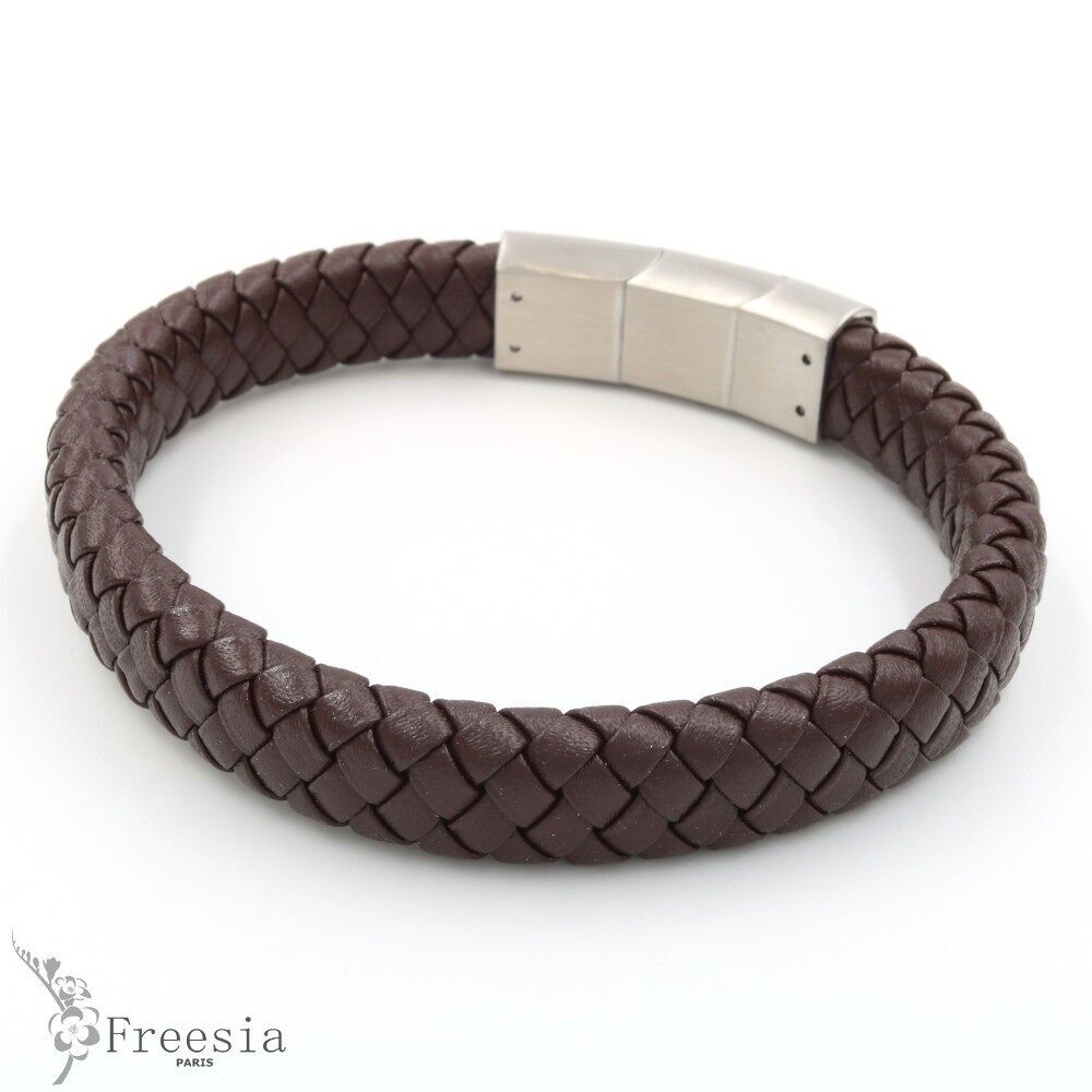Pulsera hombre cuero y acero - 10696