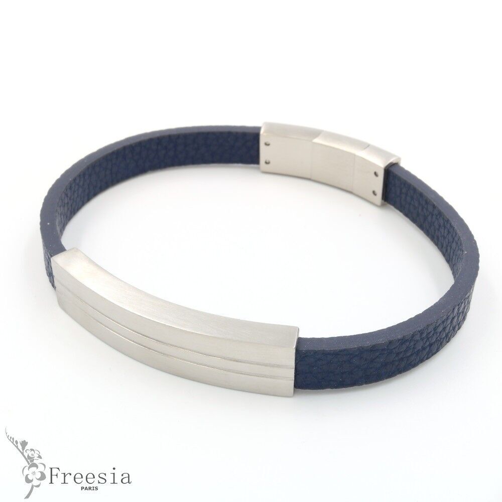 Pulsera hombre cuero y acero - 10699