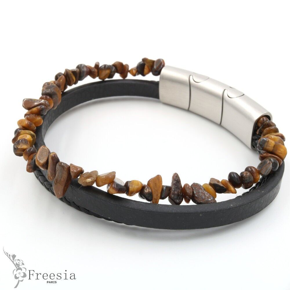 Pulsera hombre cuero y acero - 11607