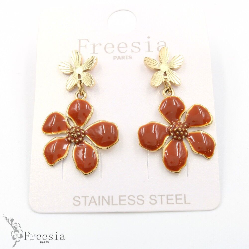 Boucles d'oreilles acier laqué - 10313