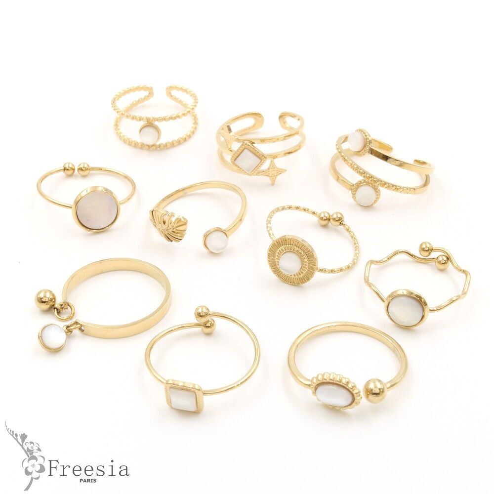 Bague acier et nacre - 10410