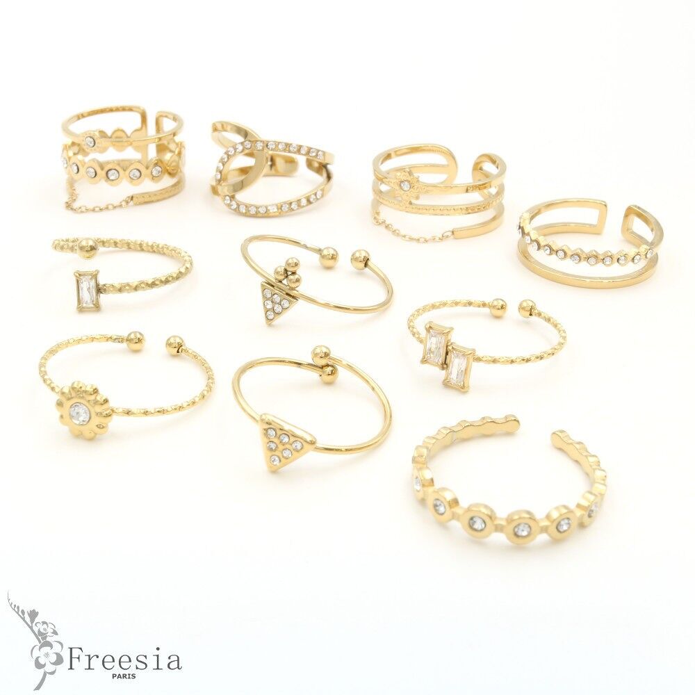 Bague acier et cristal - 10418