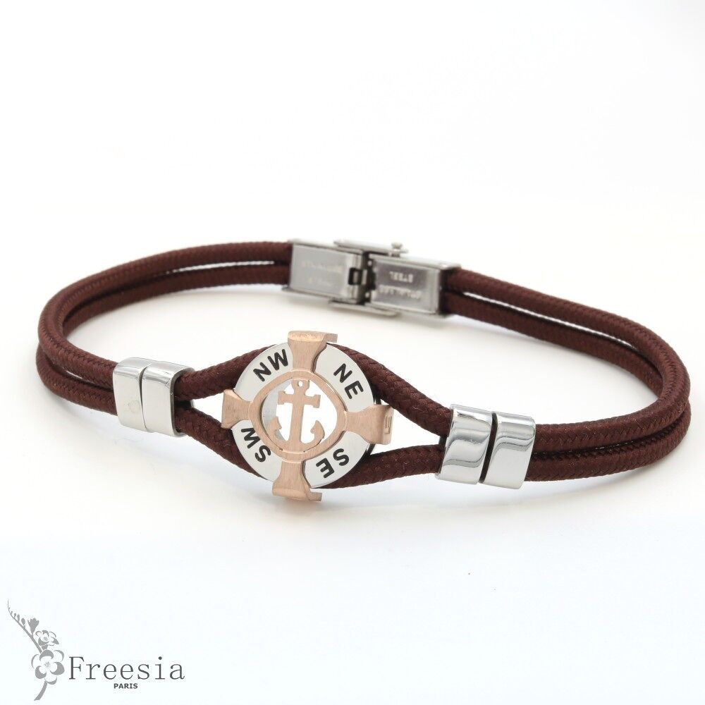 Bracelet homme acier et cordon - 11647