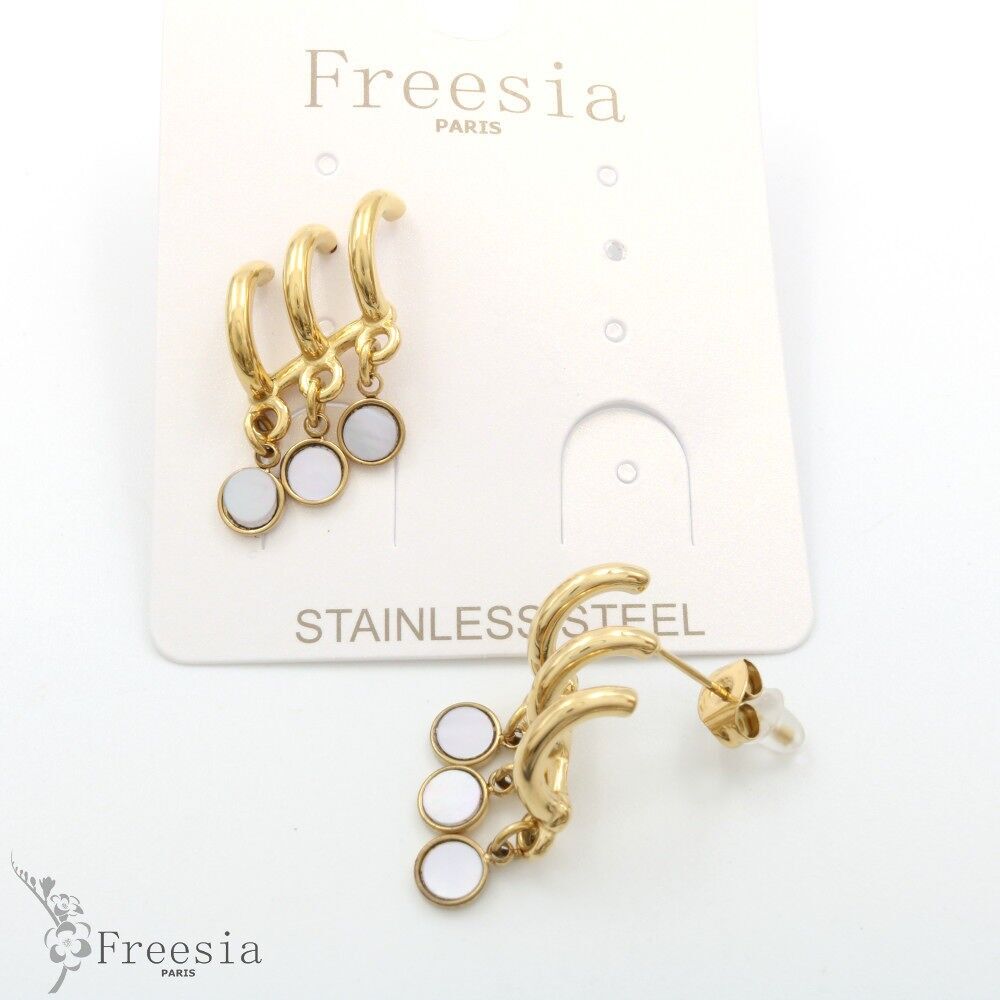 Boucles d'oreilles acier et nacre - 10337