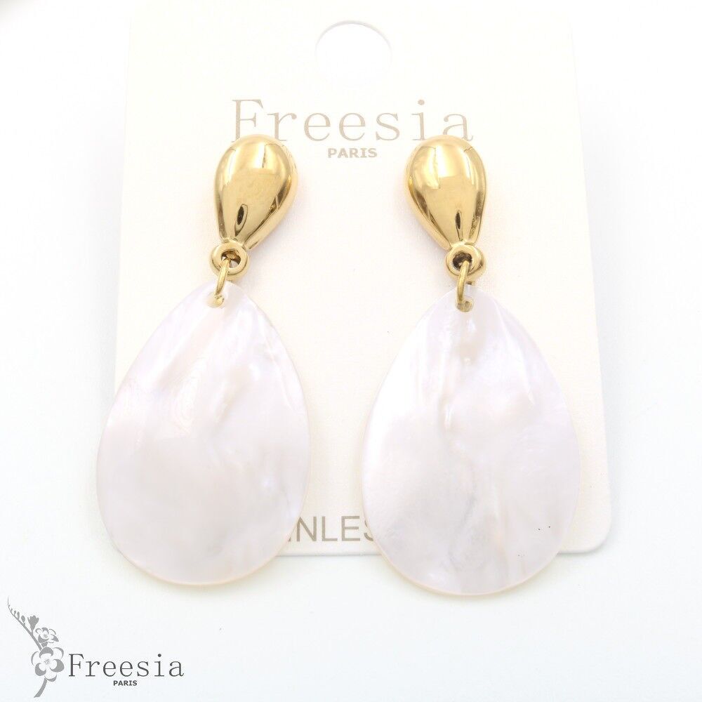 Boucles d'oreilles acier et nacre - 10339