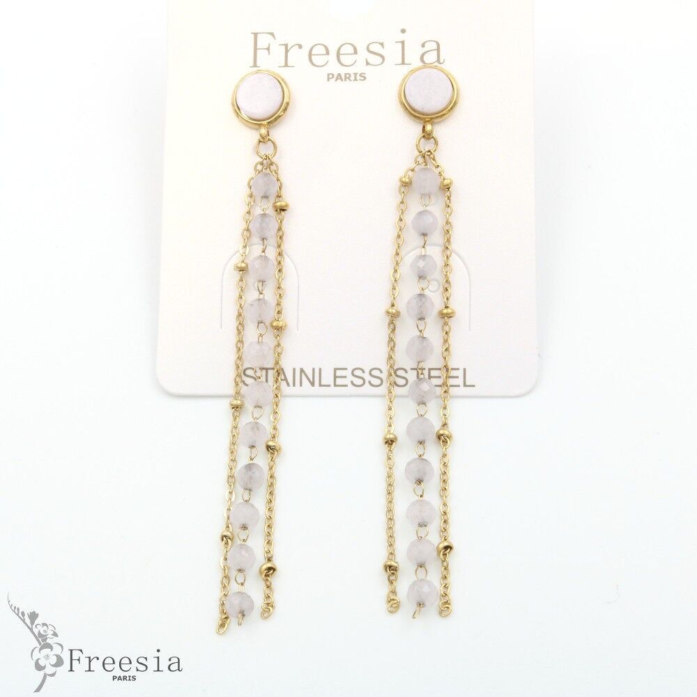 Boucles d'oreilles acier et pierre naturelle - 10346