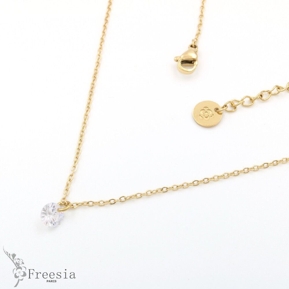 Collier acier et cristal - 10140