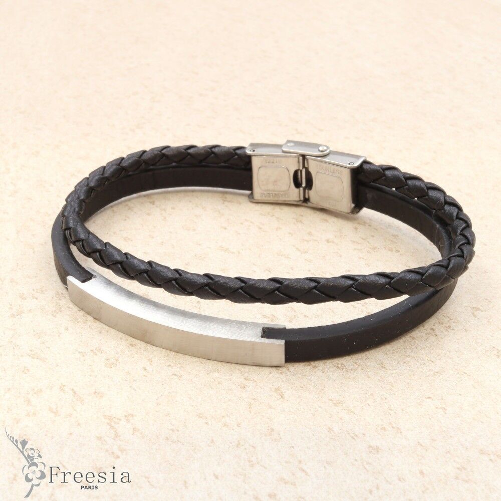 Bracelet homme cuir et acier - 10283