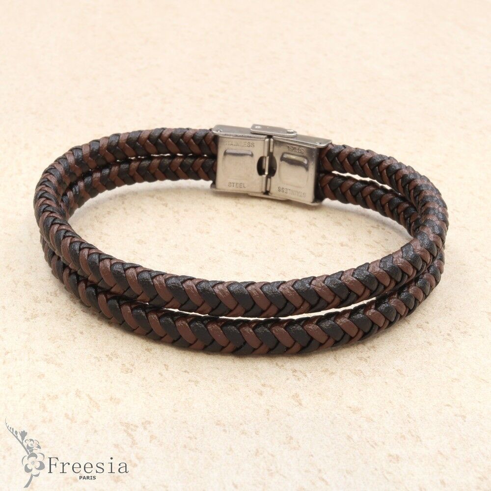 Bracelet homme cuir et acier - 10289