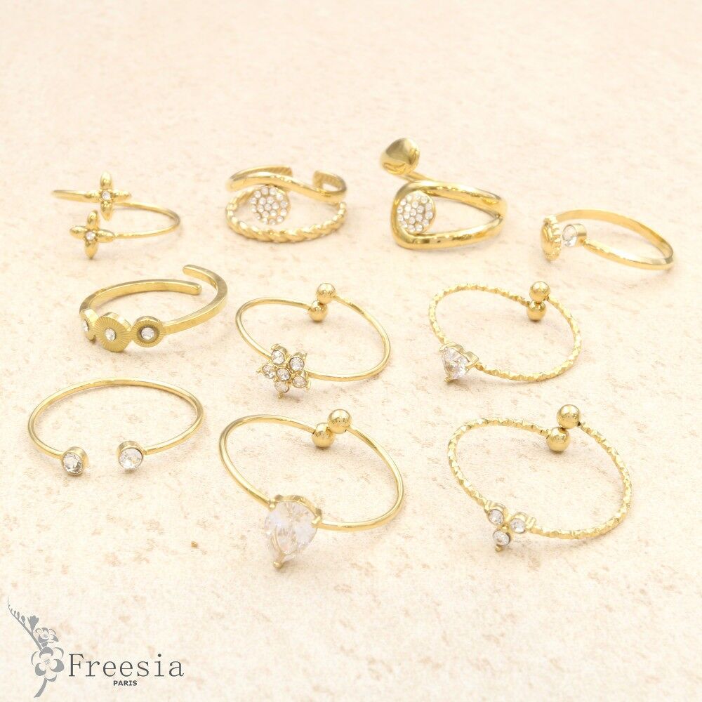 Bague acier et cristal - 10432