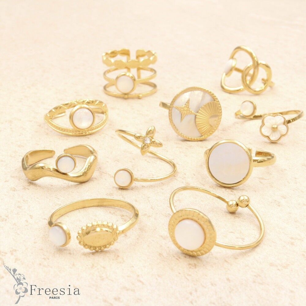 Bague acier et nacre - 10434