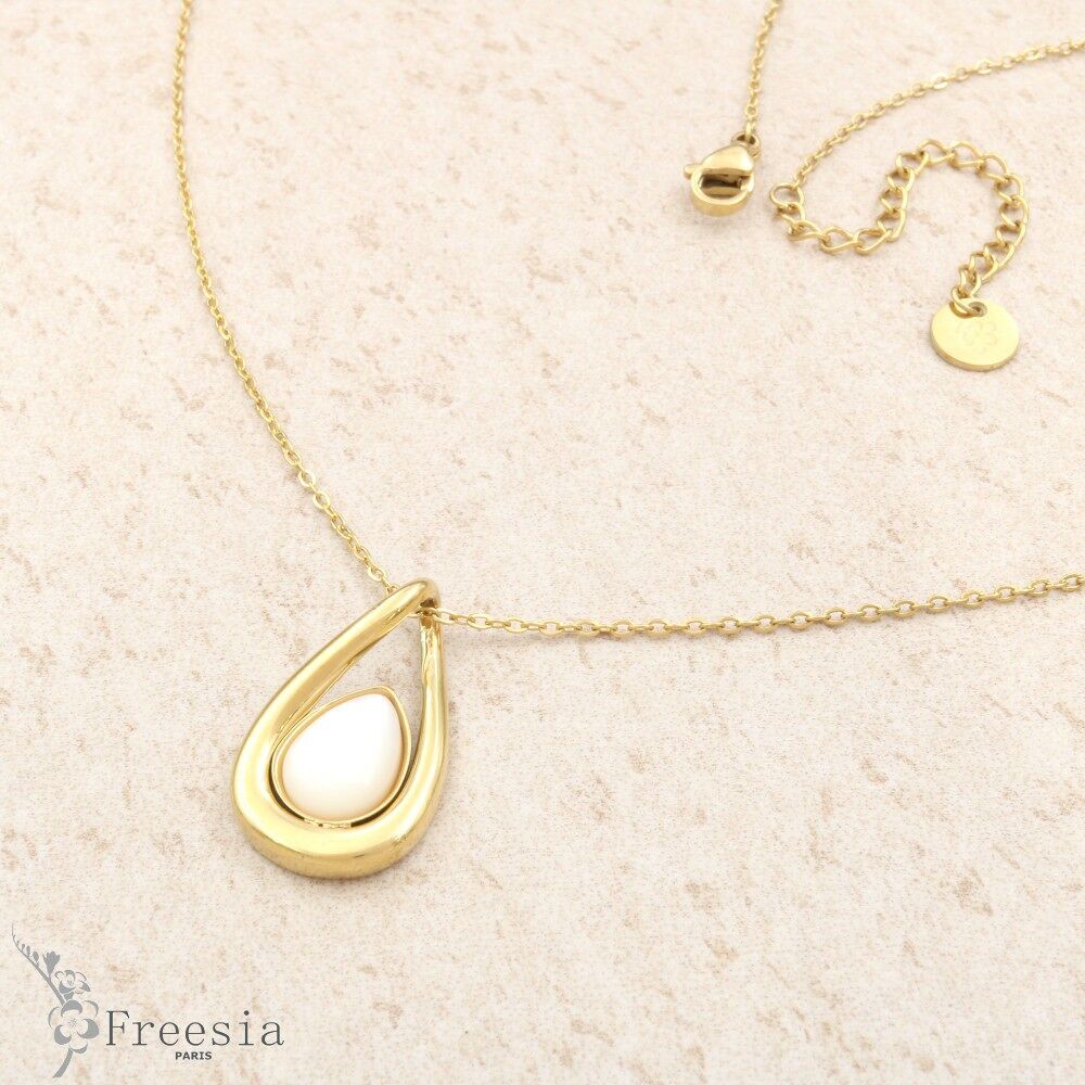 Collier acier et nacre - 10172