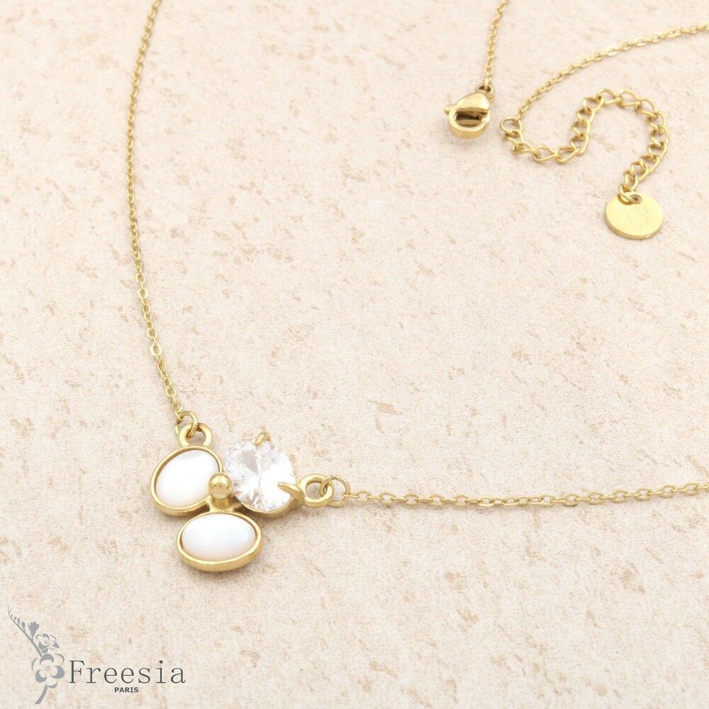 Collier acier et nacre - 10173