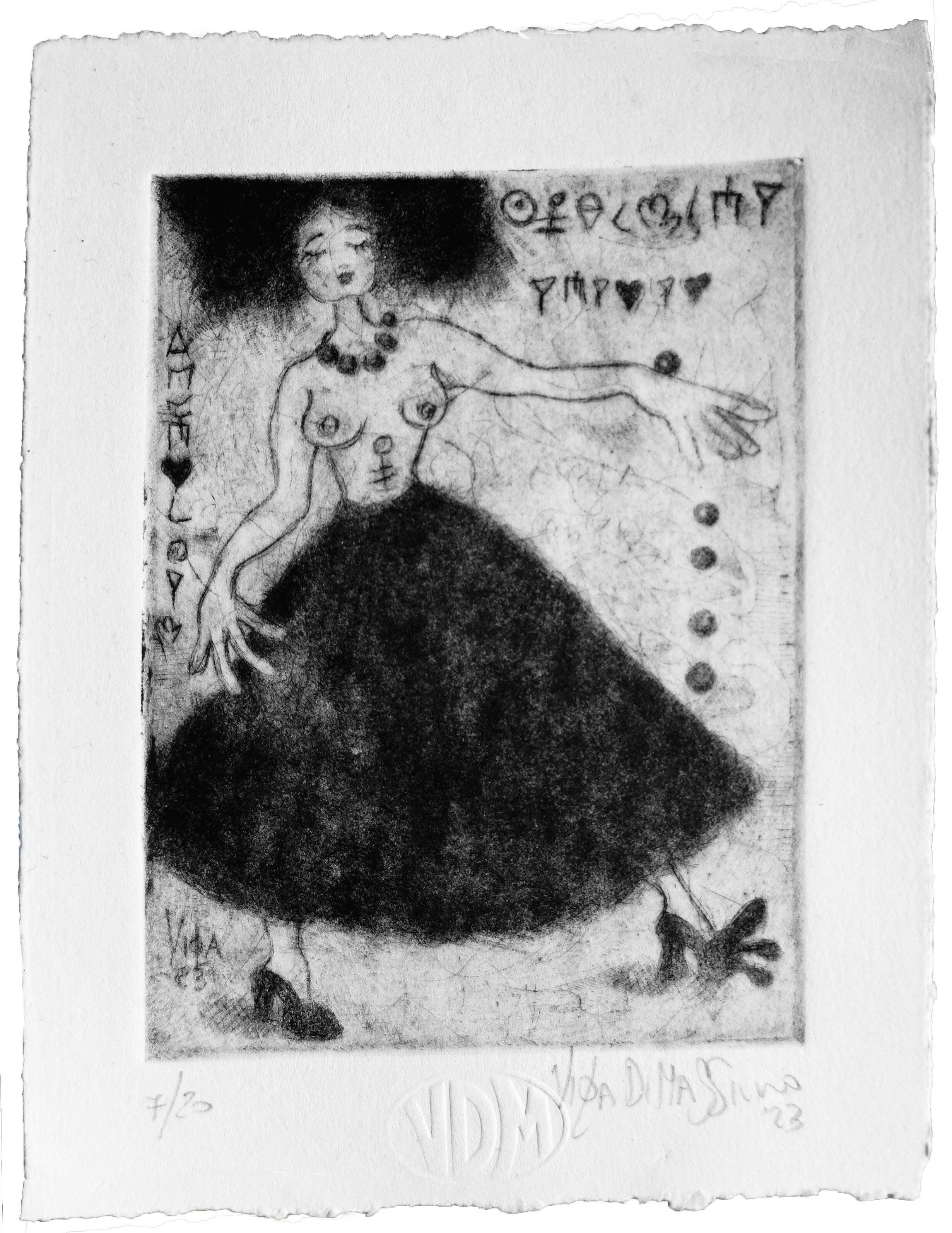 Peinture, gravure à la pointe sèche, œuvre d'art