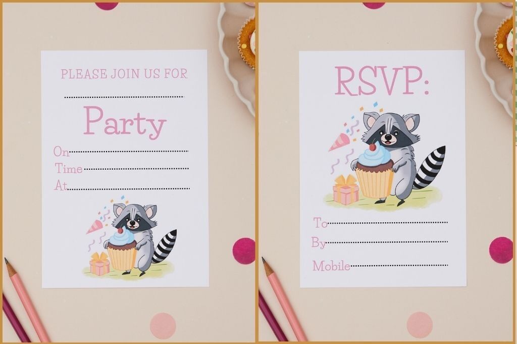 Invitaciones para fiesta - Mapache divertido (paquete de 10, tamaño A6)
