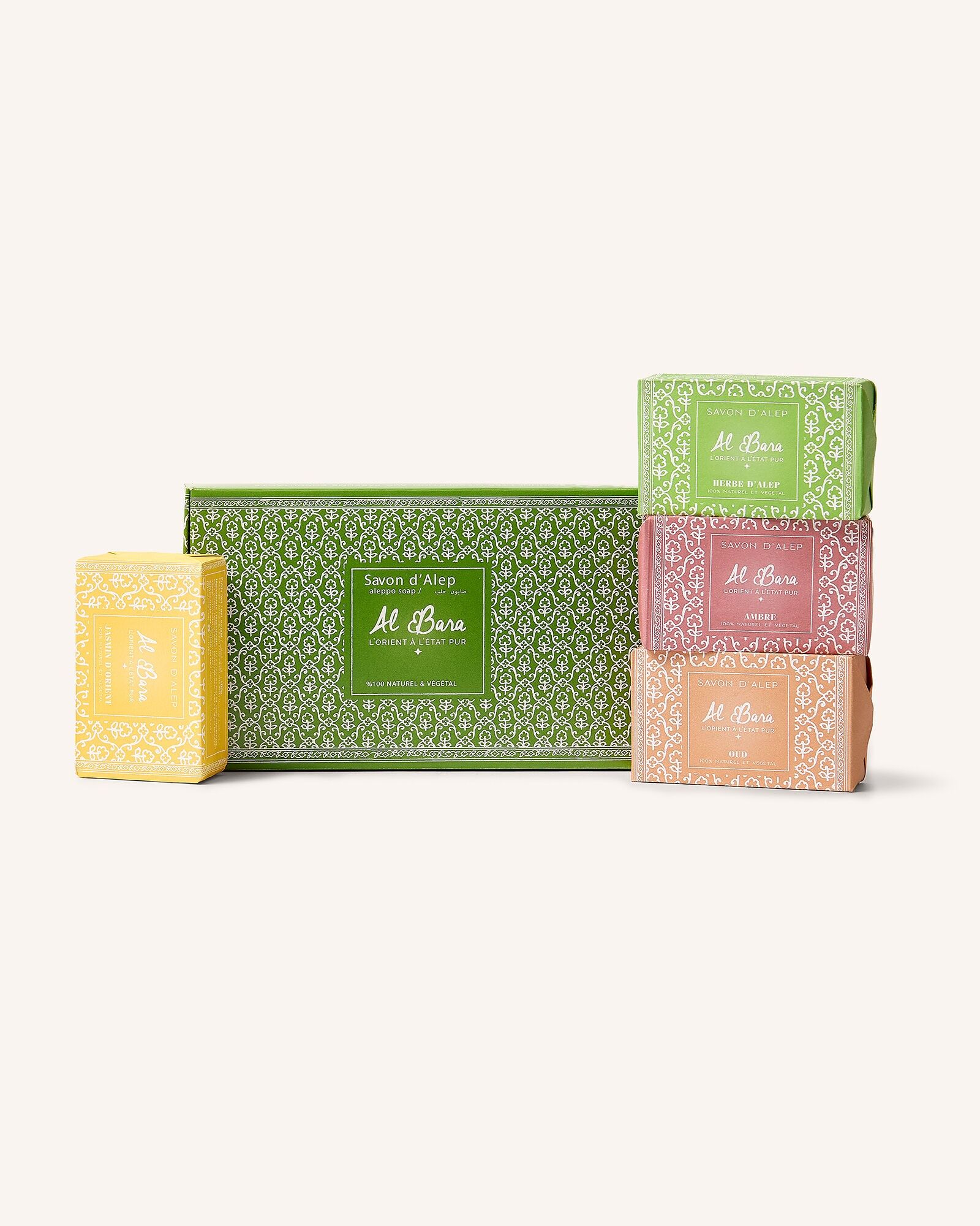 Aleppo Ritual - Scents of the Orient gift set of 4 scented Aleppo soaps 100g: oud - amber - Aleppo herb - oriental jasmine