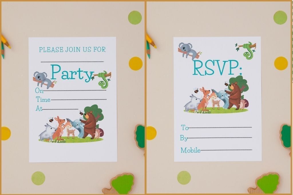 Invitaciones para fiesta de cumpleaños infantil de la jungla - Paquete de 10 A6