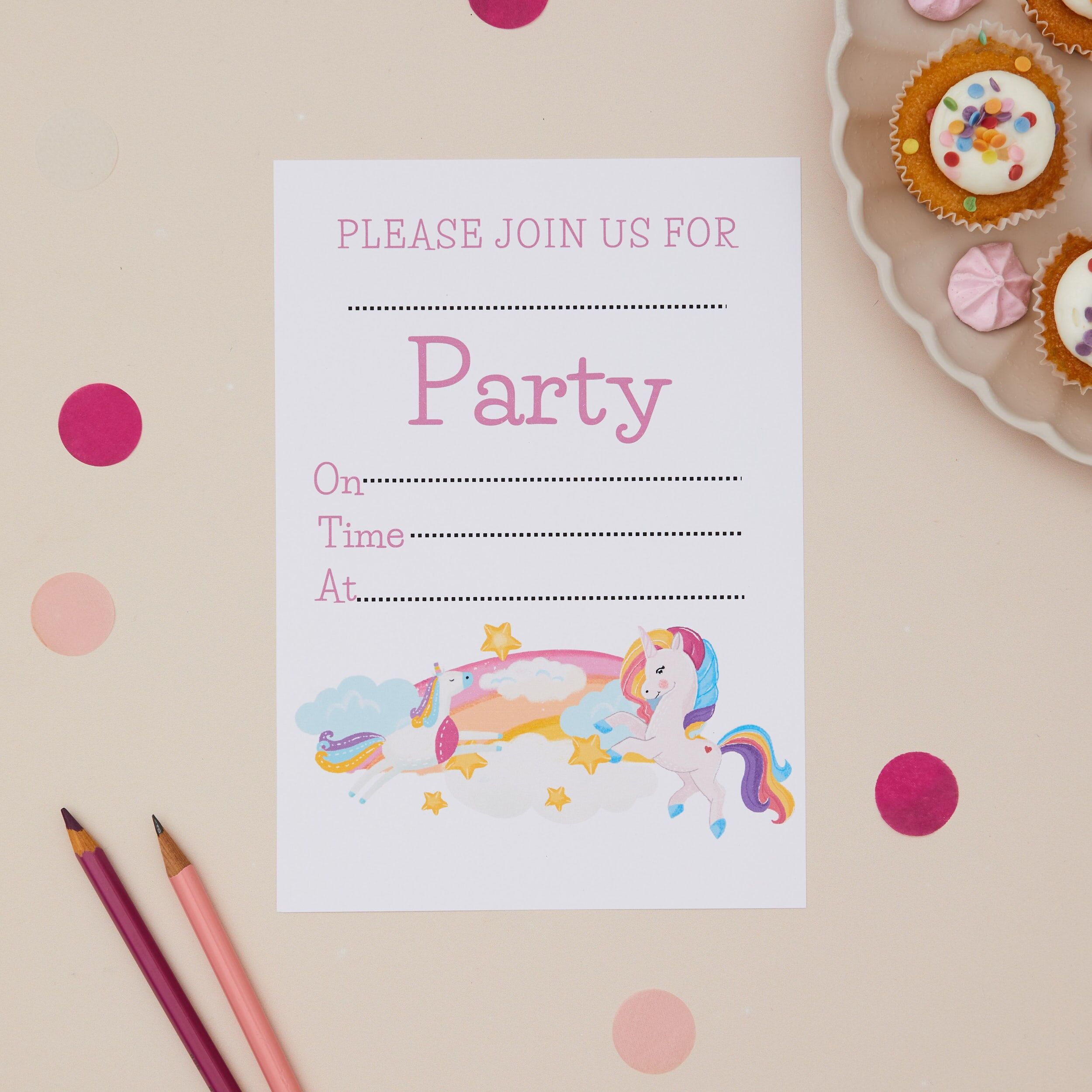 Einhorn-Kindergeburtstagseinladungen – 10er-Packung A6