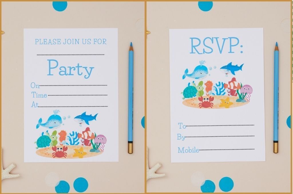Einladungen zur Kindergeburtstagsfeier mit Meeresmotiven – 10er-Packung, A6