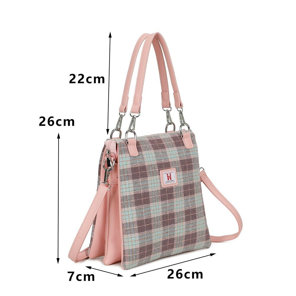 Borsa a tracolla in tartan blu Borland in tweed Strathurie 7115 A05