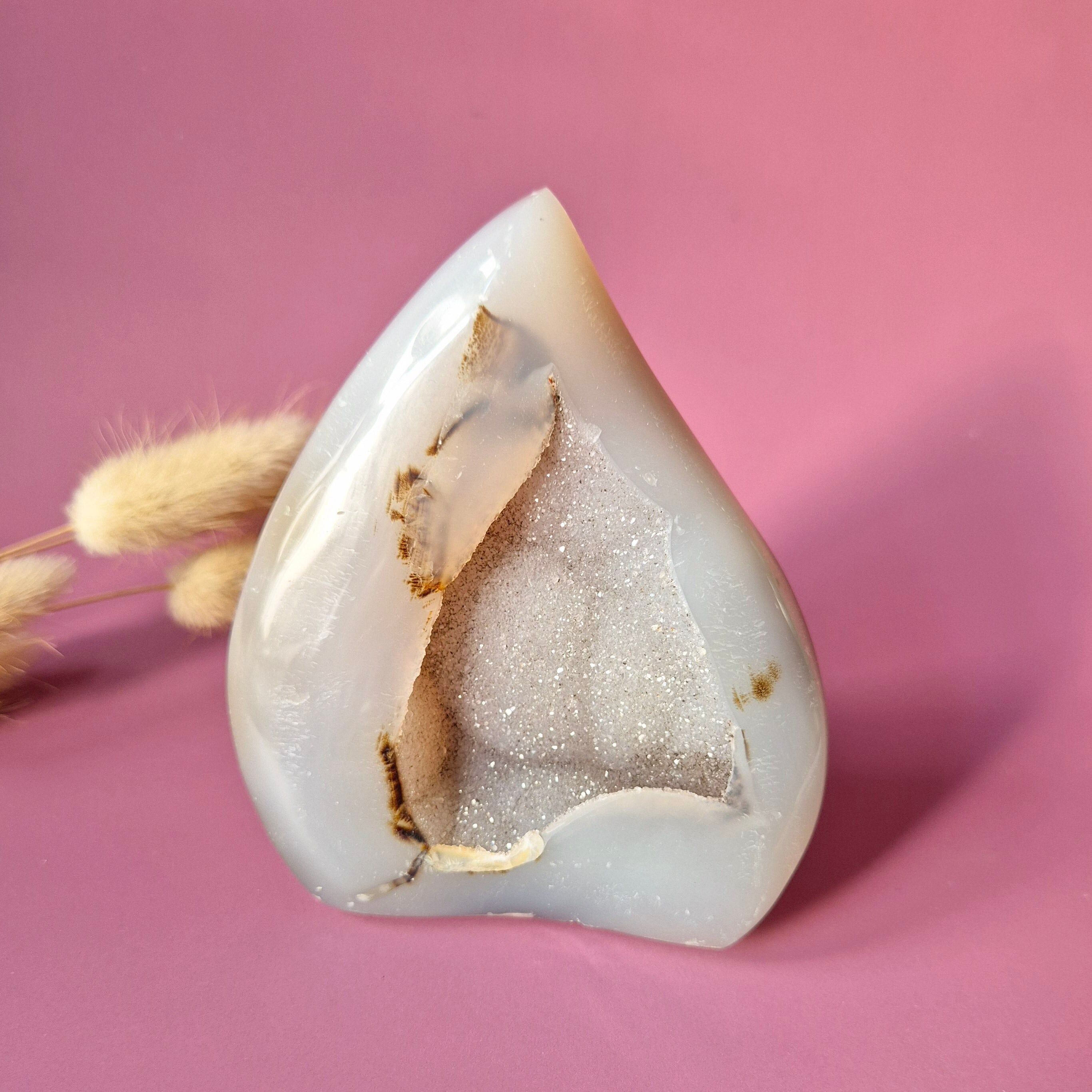 Cristallo di pietra preziosa a goccia/fiamma in agata grigia drusa - #37 455 g