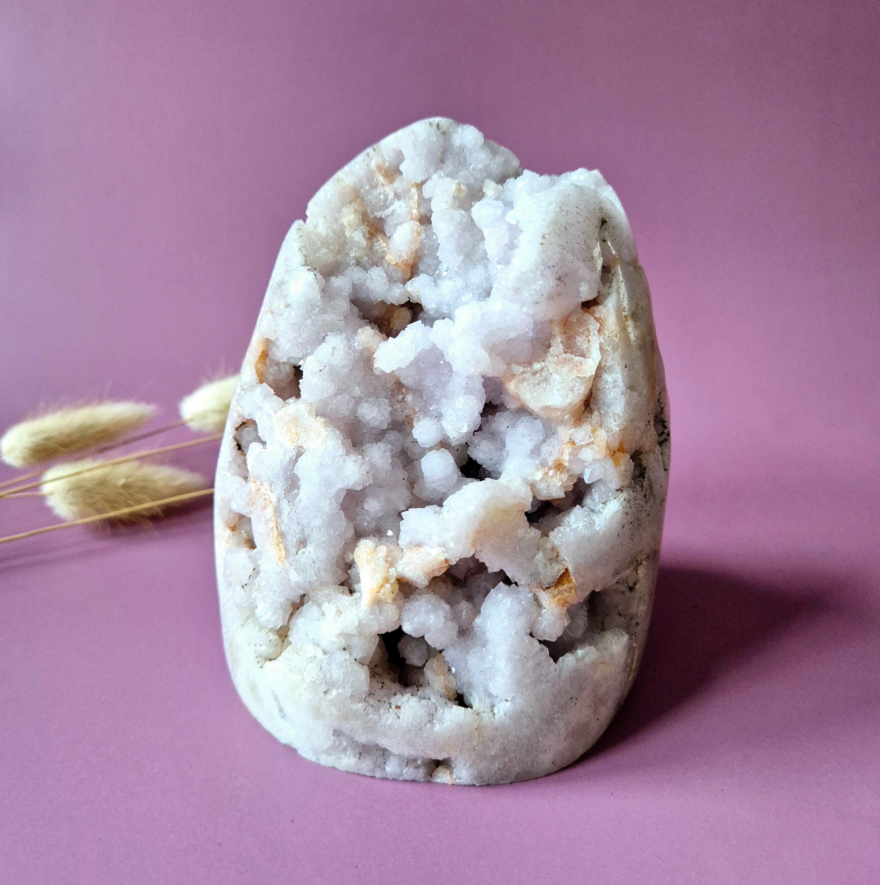 XL Gemstone Druzy Pink Amethyst Geode Freeform 855 Gram Statement Piece