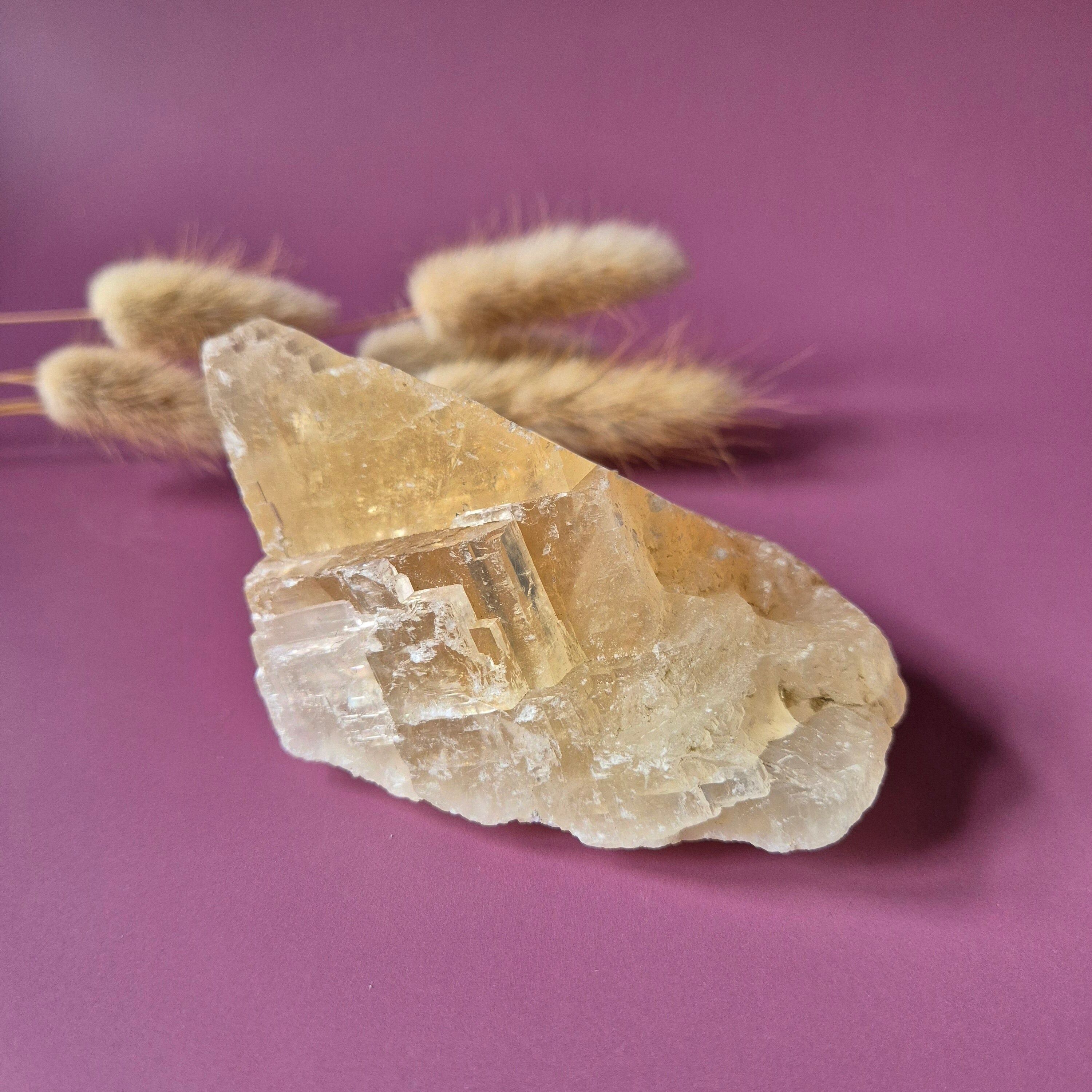 Grupo de piedras preciosas en bruto de calcita óptica/espato de Islandia – 215 g