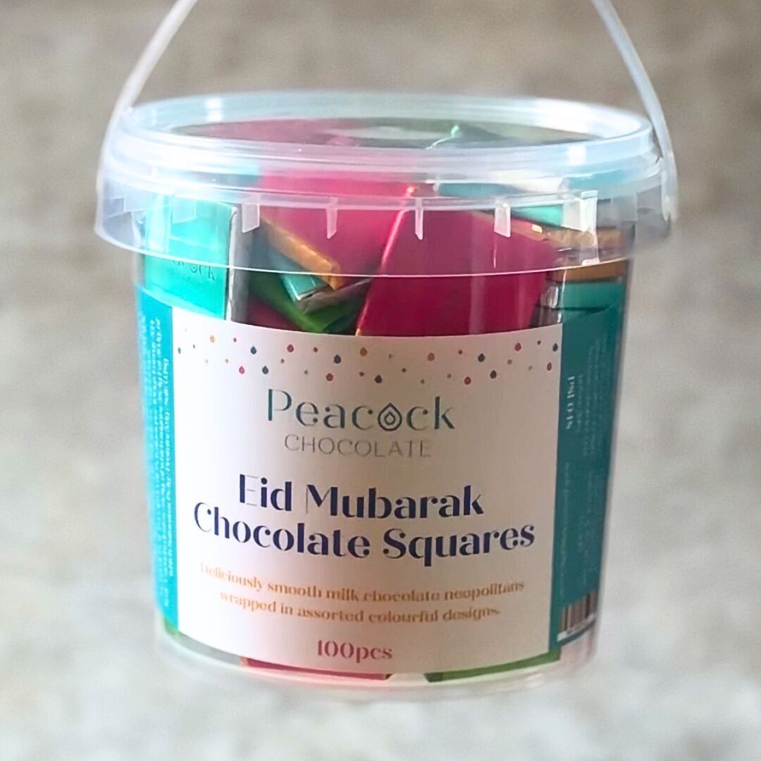 Boîte de 100 carrés de chocolat pour l'Aïd - Colorés
