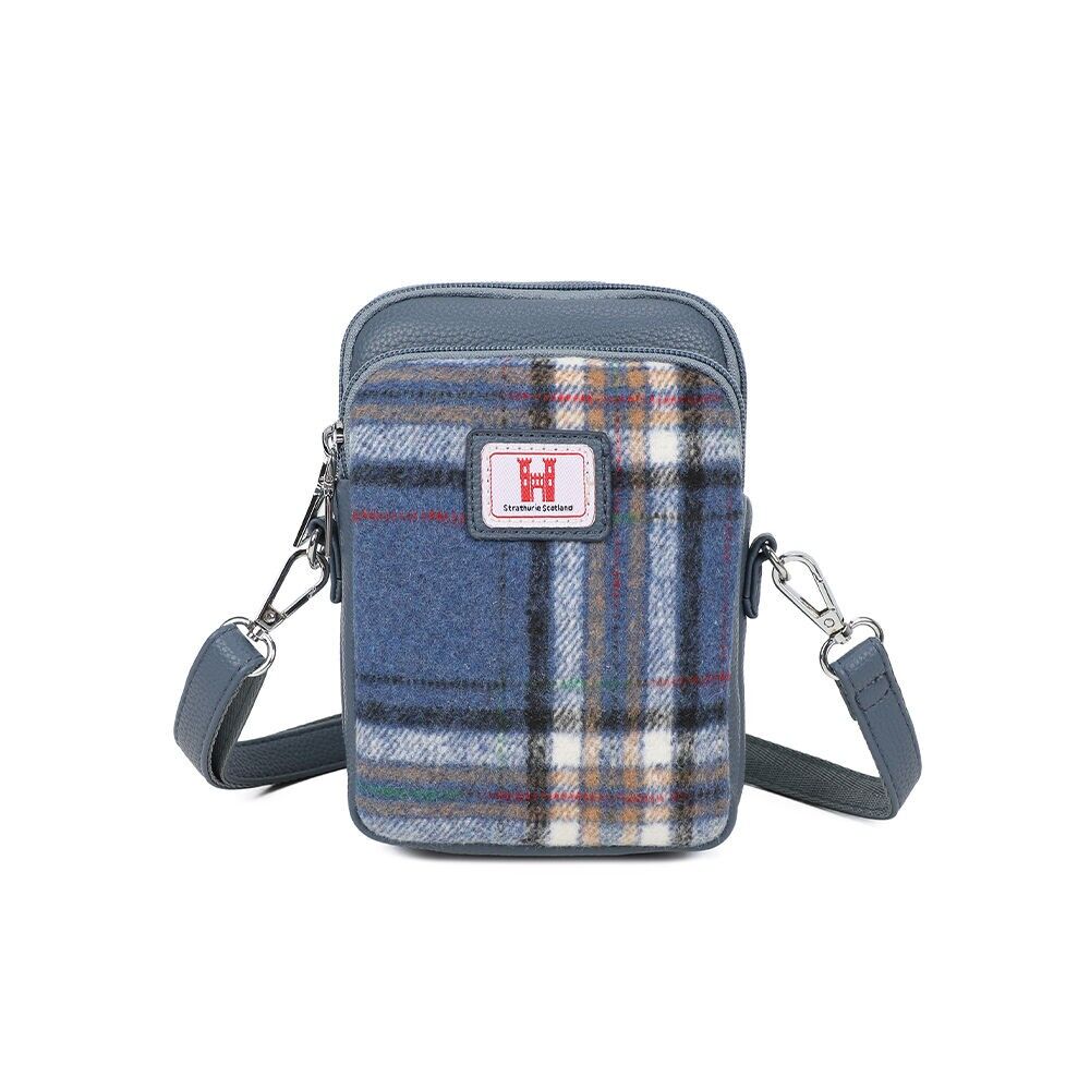 Strathurie Tweed Crossbody Mobile Phone Bag Borland Blue