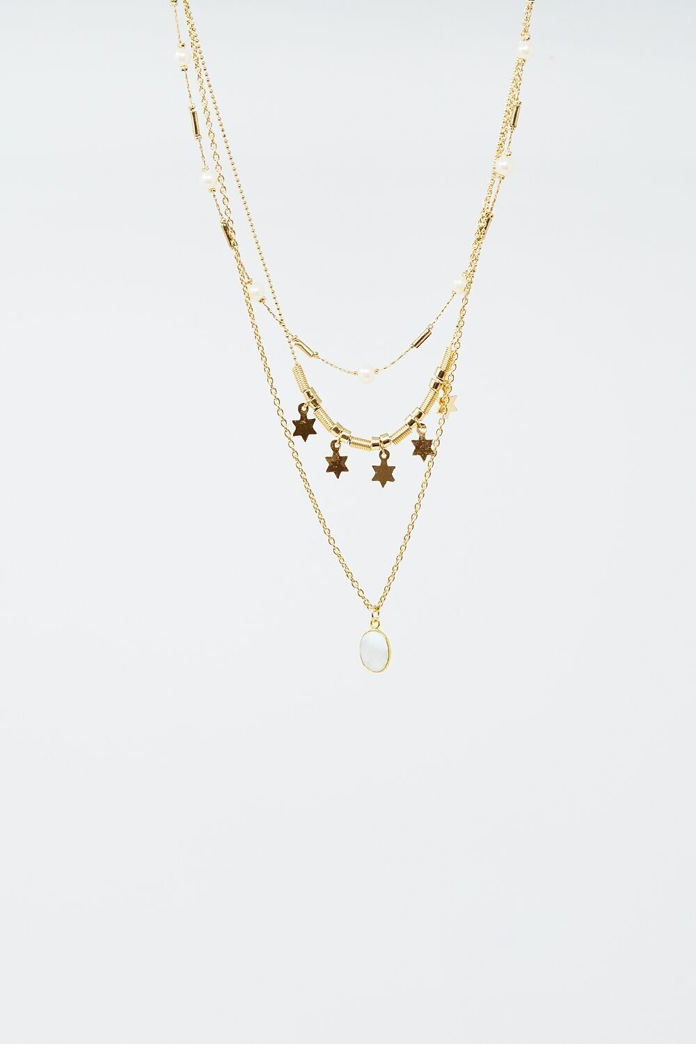 3 in 1 necklace with star and pearl detail