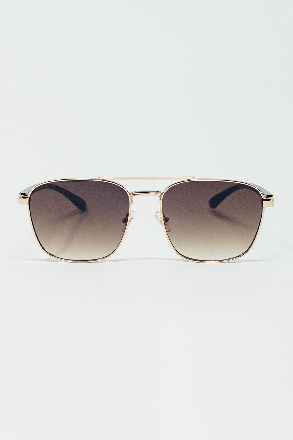 Eckige Sonnenbrille aus Metall mit Gläsern in Rauchbraun