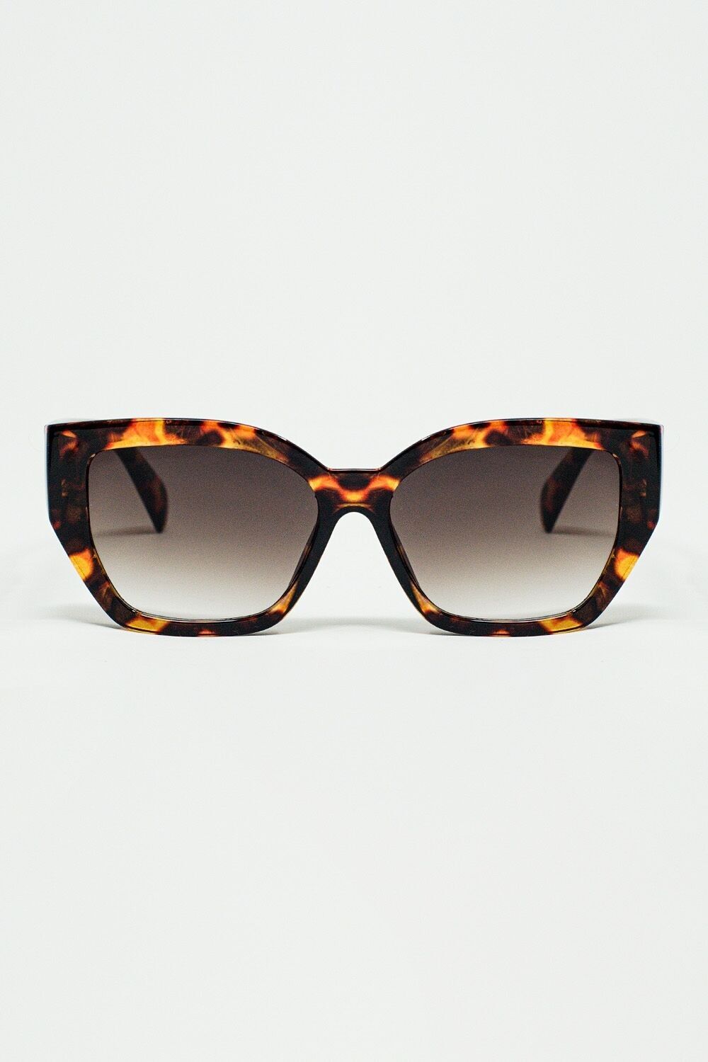 geometrische polarisierte Sonnenbrille mit dunklen Verlaufsgläsern und Schildpatt