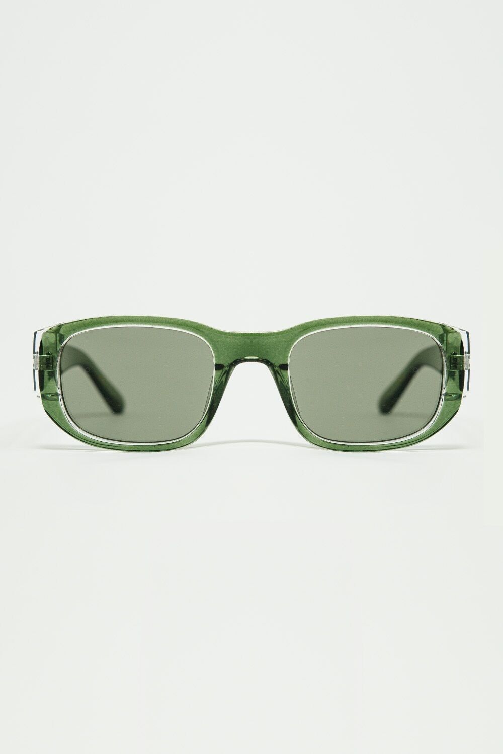 Occhiali da sole ovali con montatura trasparente lucida in verde