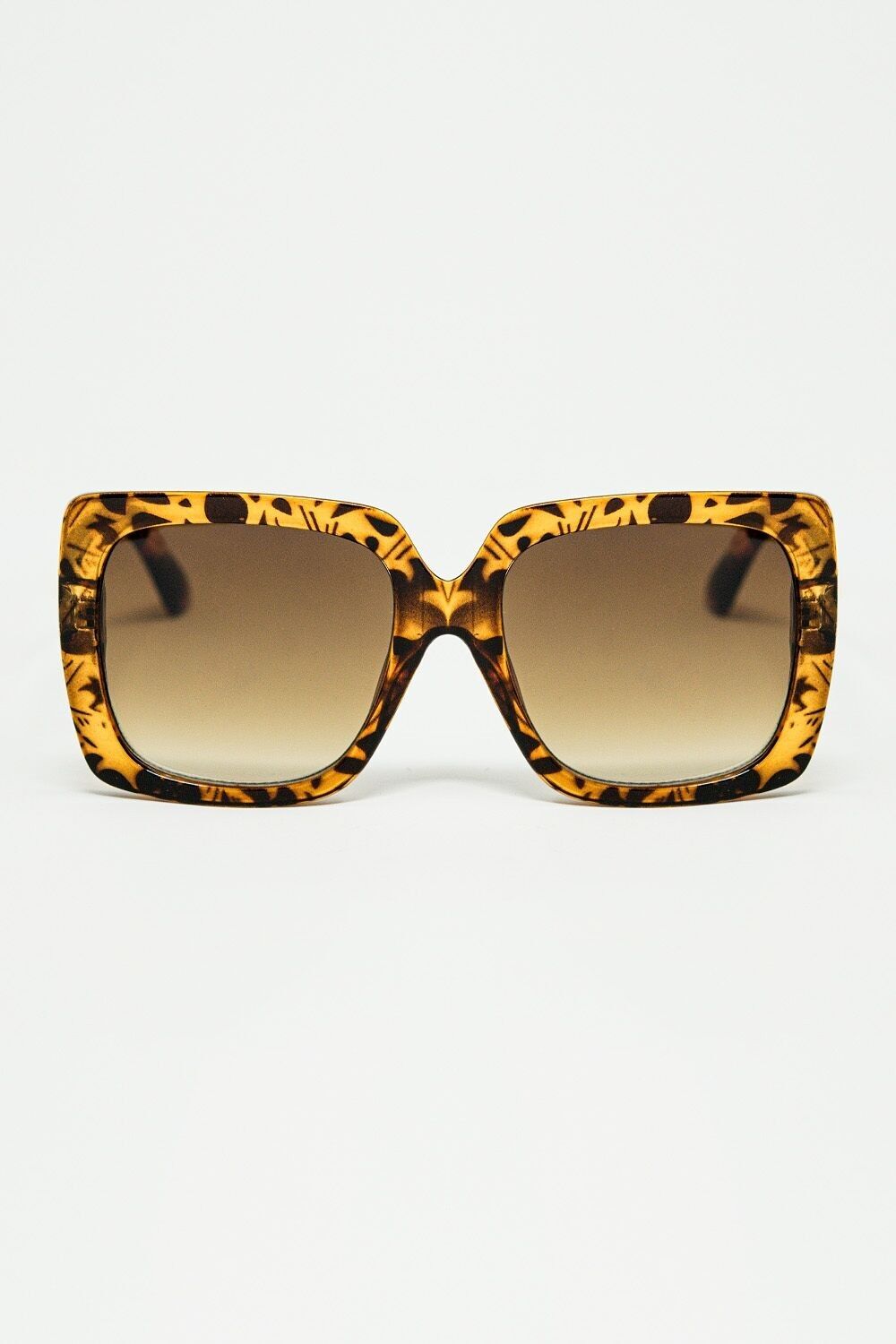 occhiali da sole con montatura quadrata con stampa animalier