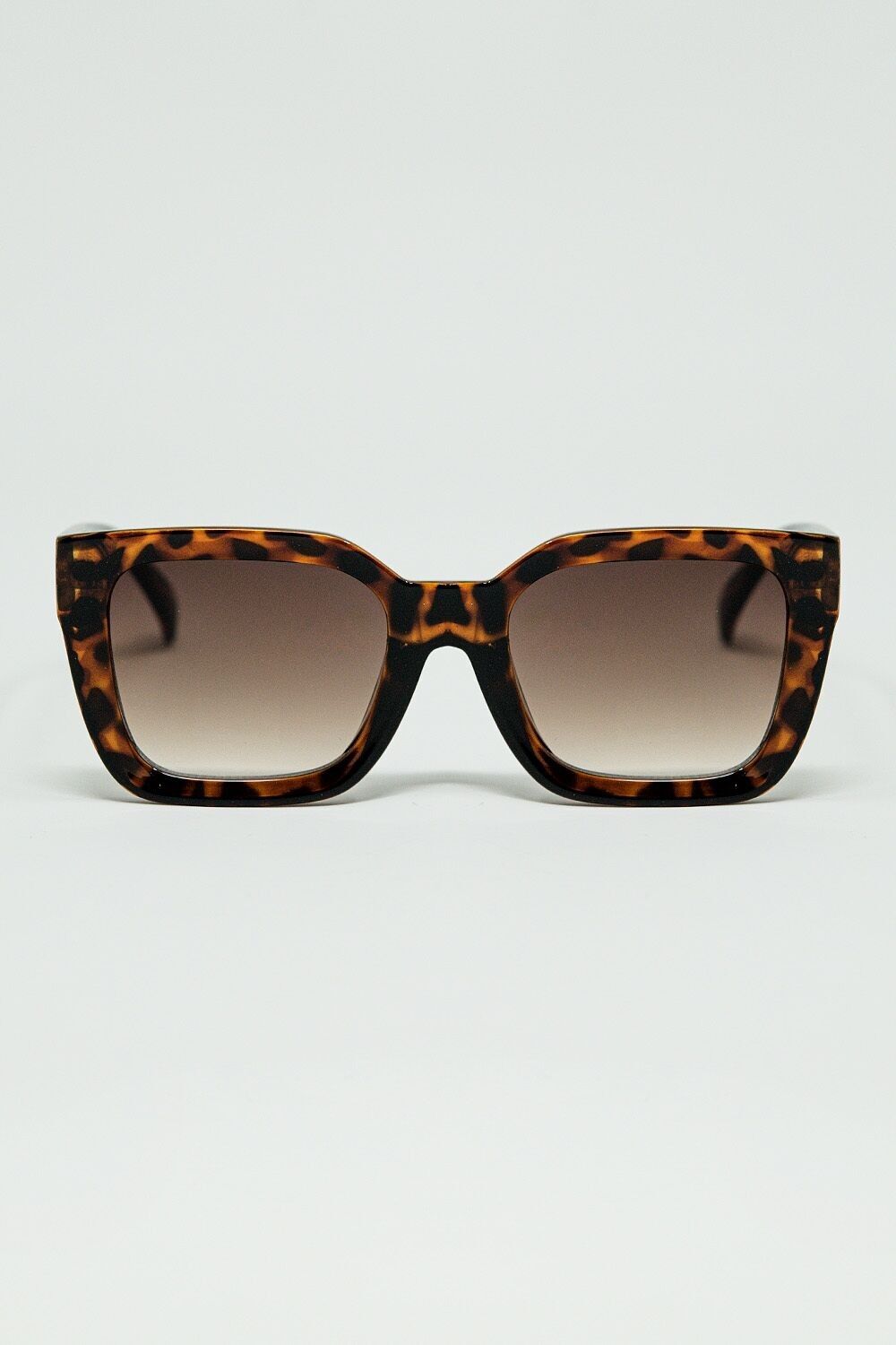 Occhiali da sole quadrati marroni con stampa animalier