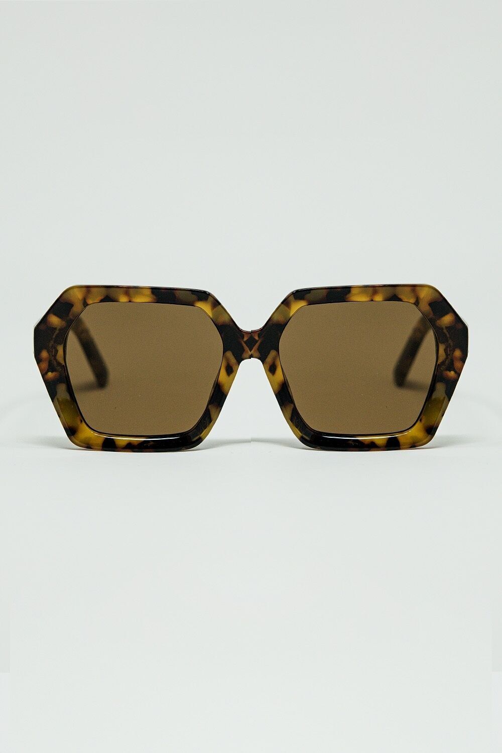 Occhiali da sole rettangolari in stampa astratta marrone colore traslucido