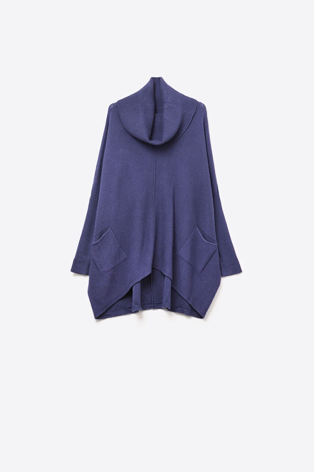 Oversized navy sweater with front pockets