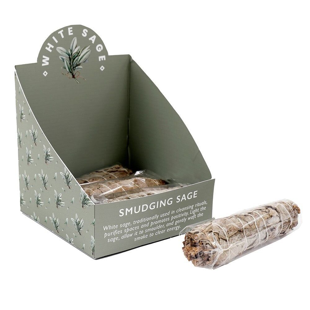 Set di 12 bastoncini di salvia bianca da 5 cm in espositore