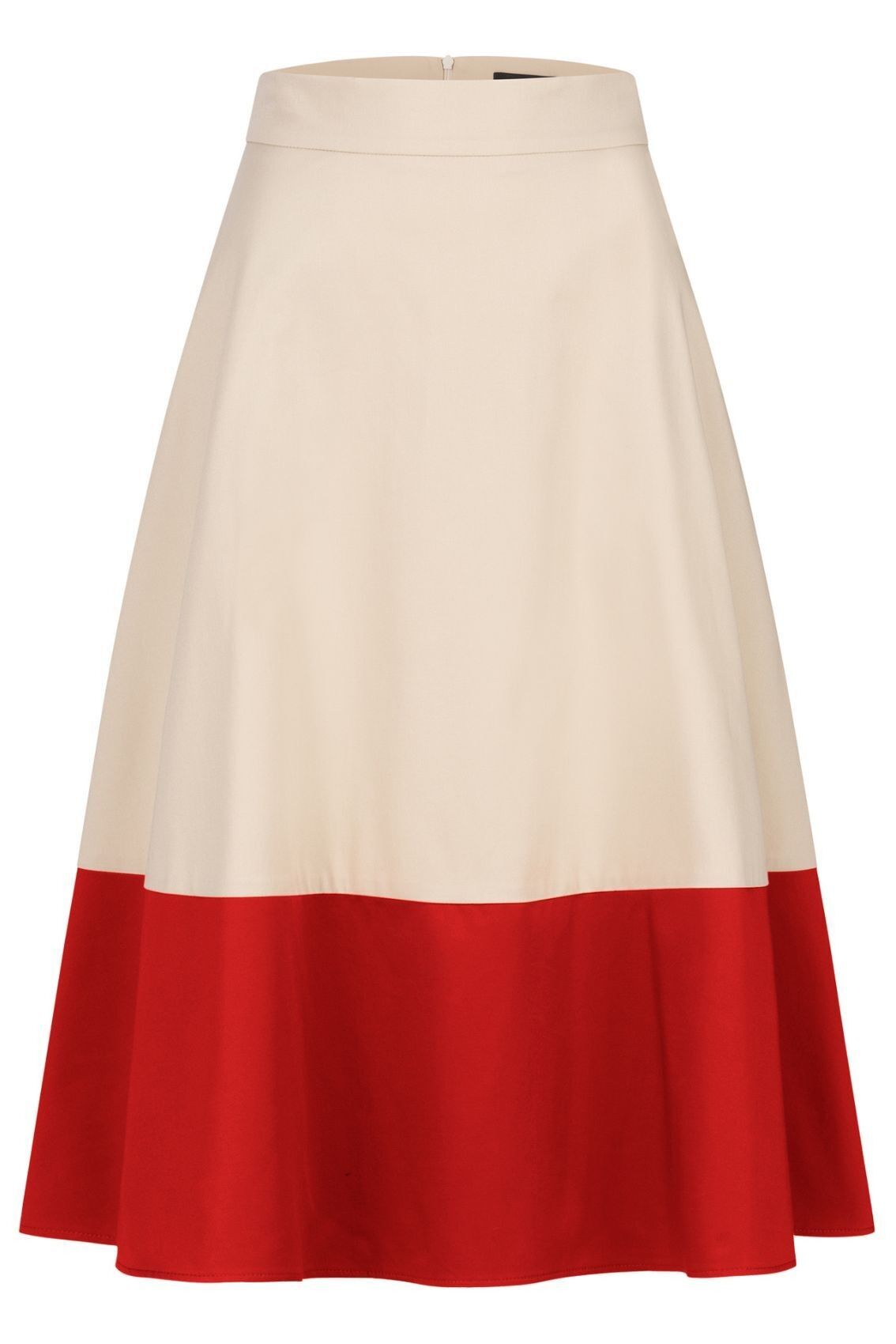 Falda midi color rojo arena