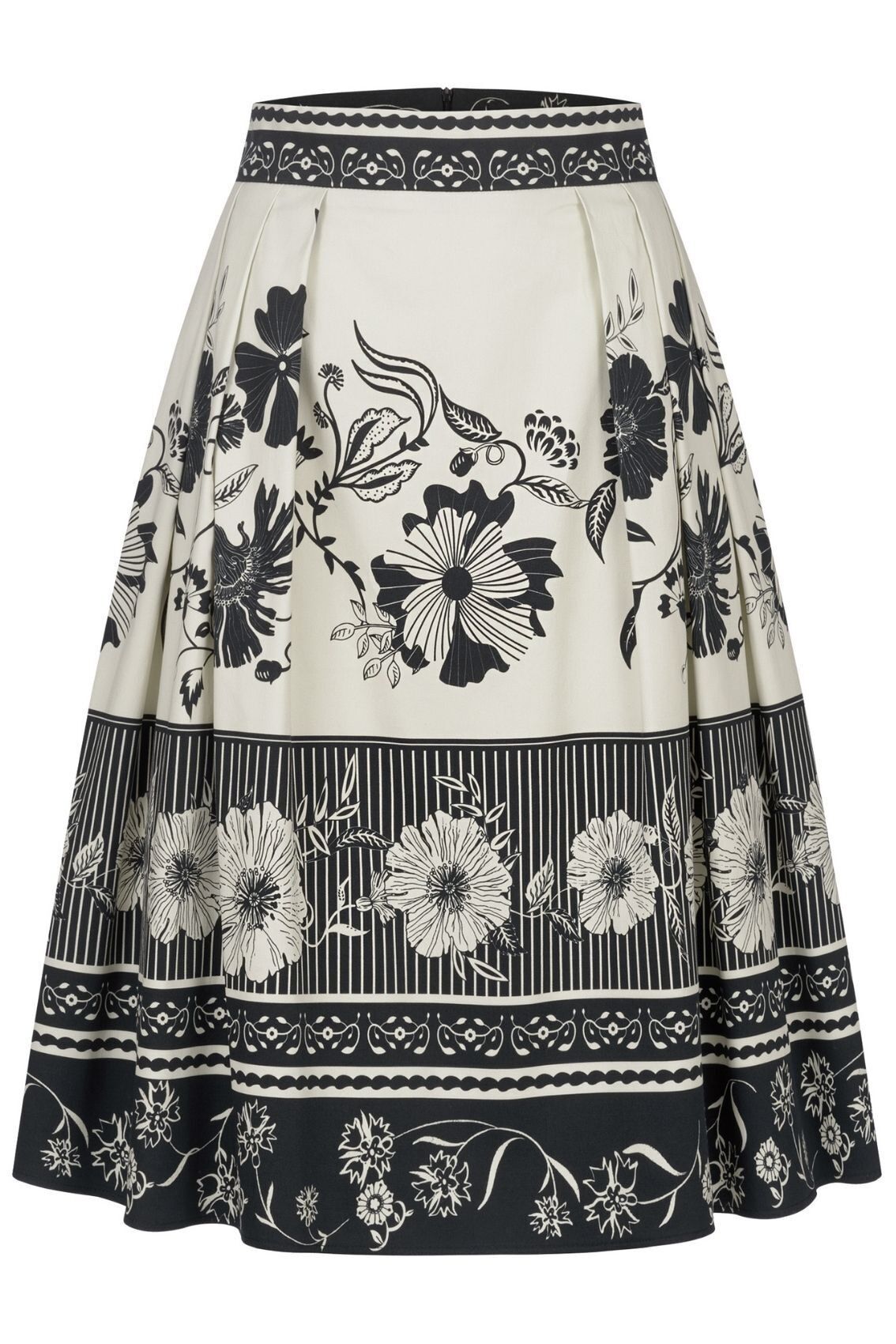 Falda midi con borde floral