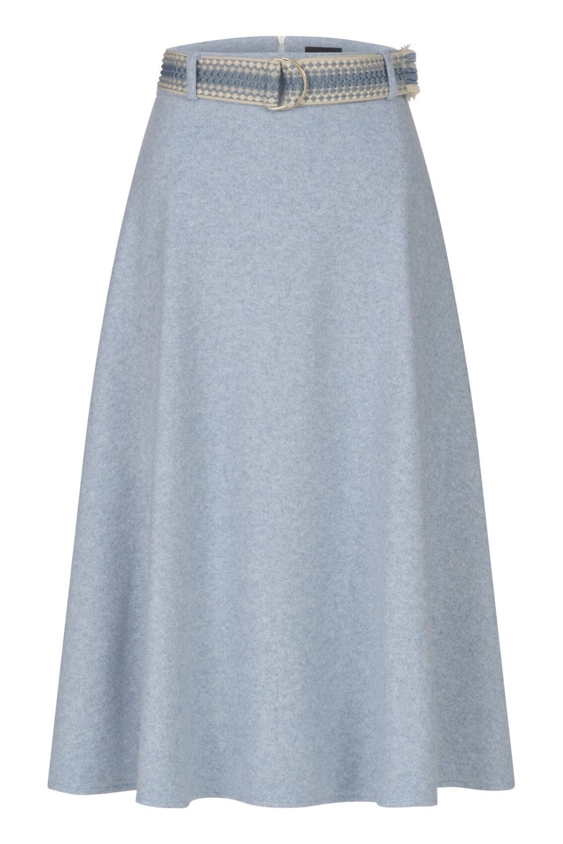 Falda midi azul claro con cinturón