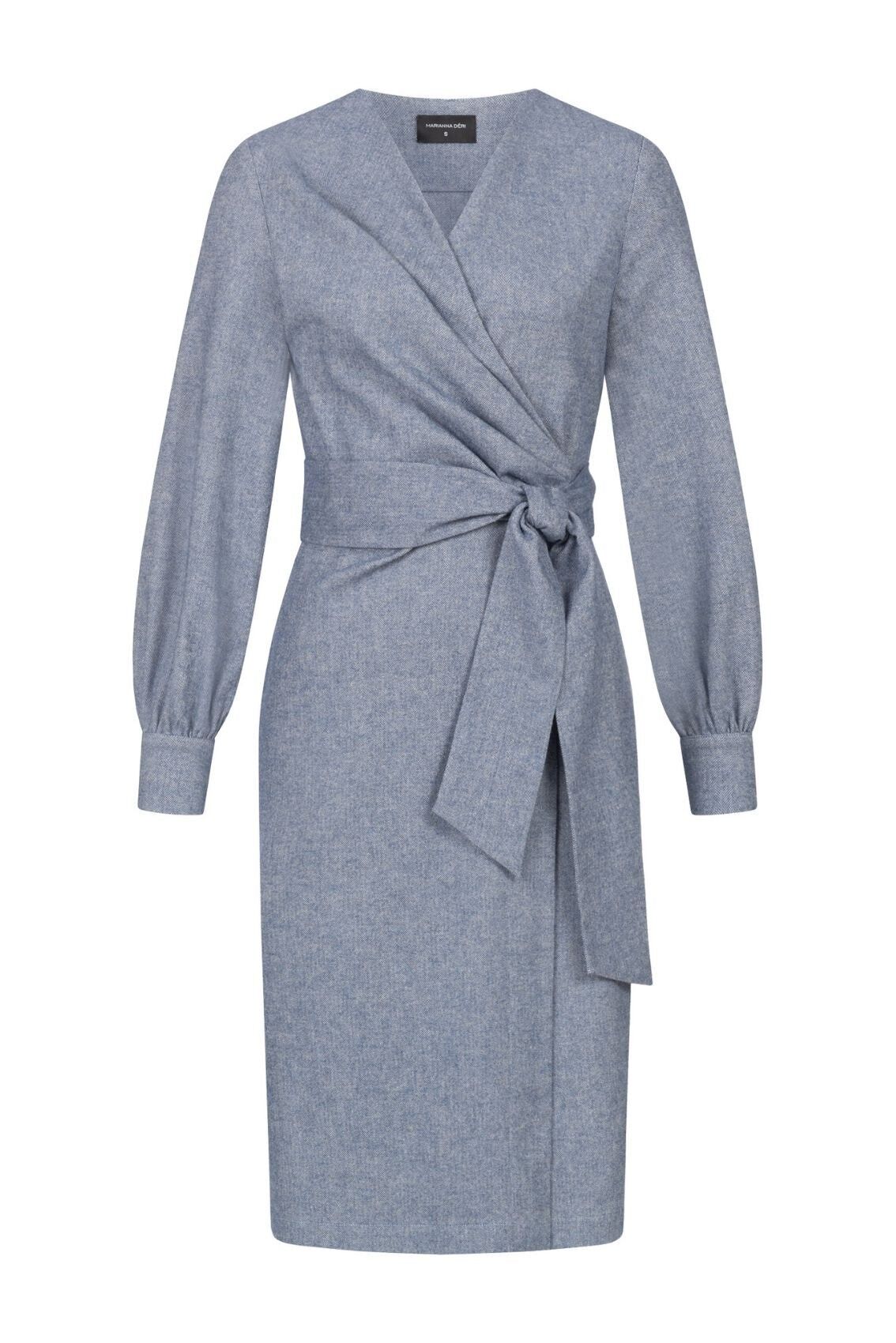 Vestido cruzado azul espiga