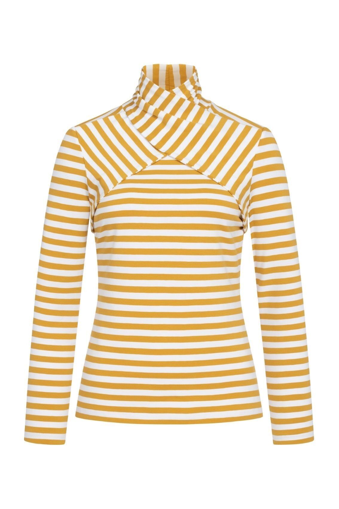 Chemise blanche et jaune moutarde à col torsadé