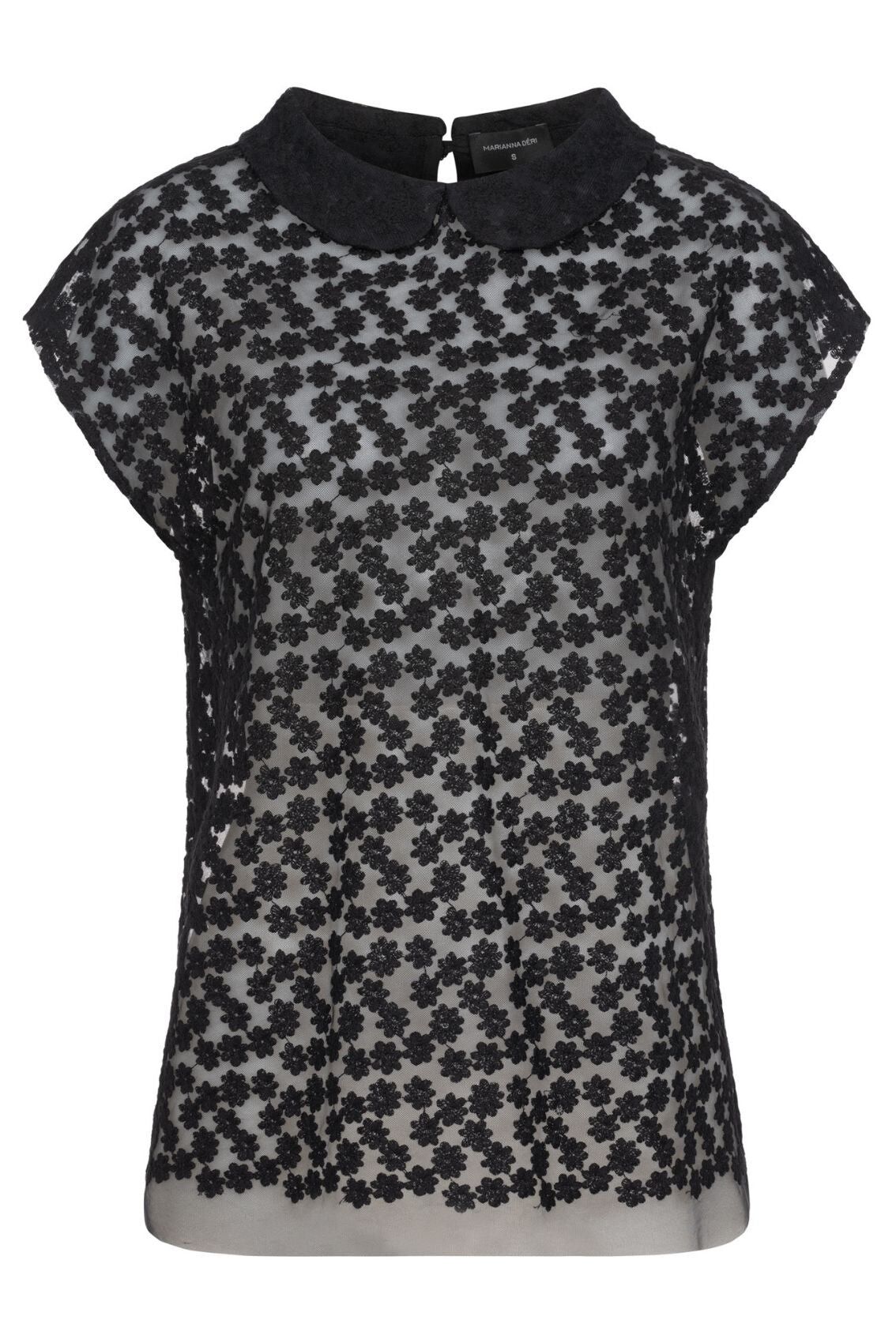 Blusa de encaje con bordado floral